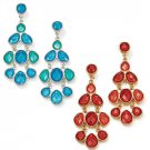 Avon Bold Faceted Pierced Post Chandelier Earrings Turquoise or Coral