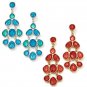 Avon Bold Faceted Pierced Post Chandelier Earrings Turquoise or Coral