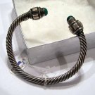 Heavy Sterling Silver W/ Turquoise Mexican Twisted Cuff Bracelet