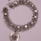 Beautiful Sterling Silver Happy Birthday Bracelet W/ Hearts