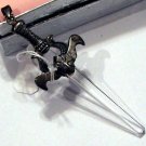 Unique Sterling Silver Sword Pendant W/ Crystal Blade