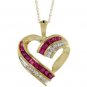 Diamond Ruby 10 K YGold Heart Pendant