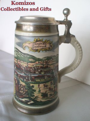 German Beer Stein with Pewter Top