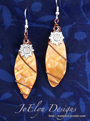 Handcrafted Orange Shell and Silver Charm Earrings