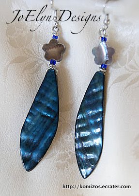 Handcrafted Blue Shell Earrings