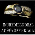 USGL 14K Yellow Gold Sapphire Diamond Womens Sz 7 Ring