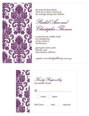 DIY Custom Wedding Invitation - Modern Damask Design Customized Printable PDF