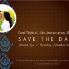 Damask Polk-a-dot Pattern Post Card - Customized Printable Save The Date
