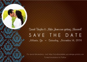 Damask Polk-a-dot Pattern Post Card - Customized Printable Save The Date