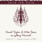 Damask and Chandelier Save The Date Post Card - Customized Printable Save The Date Card