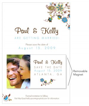 Wedding Paisley Design - Customized Printable Save The Date Card and Magnet
