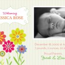 Baby Girl Vintage Flower Birth Announcement- Customized with Baby name and Photo