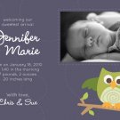 Happy Owl Design - Custom Printable Baby Boy or Girl Birth Announcement
