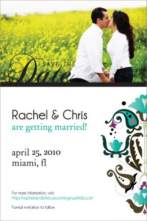 Multi-Color Damask Save The Date - Customized Printable Save The Date Card