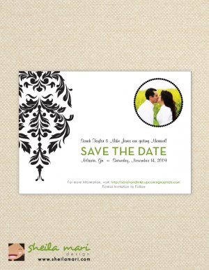 Black and White Damask Save The Date - Customized Printable Save The Date Card