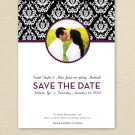 Damask Polk-a-dot Pattern Post Card - Customized Printable Save The Date