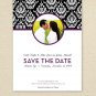Damask Polk-a-dot Pattern Post Card - Customized Printable Save The Date