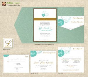 DIY Custom Wedding Invitation Suite - Beach Sea Shells Design Customized Printable PDF