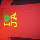 I LOVE JA Men's Tee - Red (Green & Yellow print)