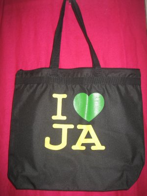 I LOVE JA Black Canvas Large Tote