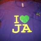 I LOVE JA Men's Tee - Purple (Yellow & Green Font)