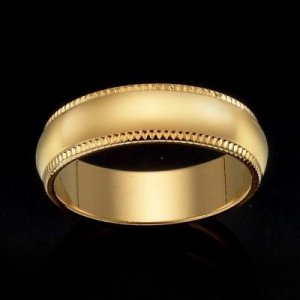 18 Ct YG Etched Band Ring (R609-Y)