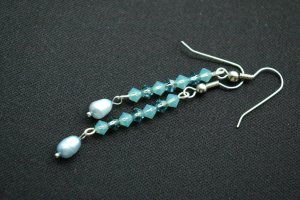 Handmade Beaded Crystal Earring (Blue Ocean)