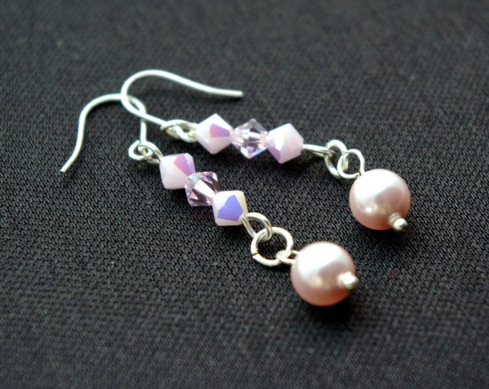 Handmade Beaded Crystal Earring (Pink Lady)