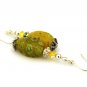 Handmade Wire Earrings with Bali Beads (lemon seed)