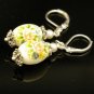 Handmade hand painted Earrings with Bali Beads (Rose Garden)