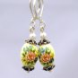 Handmade hand painted Earrings with Bali Beads (Rose Garden)