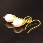 Handmade wire earrings Pink Crystal Pearl with Bali beads (In Pink)