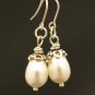 Handmade Wire Earring Swarovoski Crystal Pearl with Bali beads (Vanila)