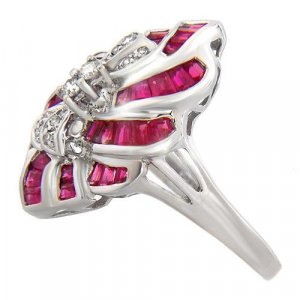 Solid 18K White Gold Ring - USA Size: 6.75