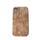 Brown Wood Pattern Back Hard Skin Case Cover for Apple iPhone 4 4G - W002