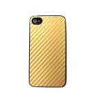Carbon Fiber Back Hard Skin Case Cover for Apple iPhone 4 4G Gold