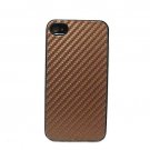Carbon Fiber Back Hard Skin Case Cover for Apple iPhone 4 4G Brown