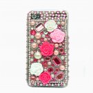Bling Rhinestone Crystal Pink Flower Pearl Hard Case Cover for Apple iPhone 4 4G 4S LP