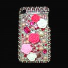 Bling Rhinestone Pink Heart Flower Pearl Hard Case Cover for Apple iPhone 3G 3Gs P003