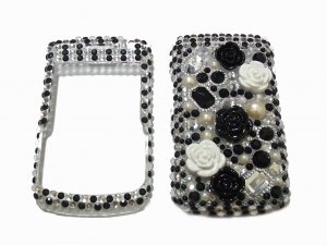 Bling Rhinestone Crystal Black Flower Case Cover for Blackberry 9700 9780 Bold B002