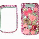 Bling Rhinestone Crystal Pink Heart Flower Case Cover for Blackberry 9800 Torch B004
