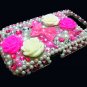 Bling Rhinestone Crystal Pink Flower Ribbon Case Cover for Blackberry 9800 Torch B005