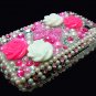 Bling Rhinestone Crystal Pink Flower Ribbon Case Cover for Blackberry 9700 9780 Bold