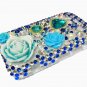 Bling Rhinestone Crystal Blue Flower Case Cover for Blackberry 9700 9780 Bold