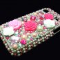 Bling Rhinestone Crystal Pink Flower Case Cover for Samsung i9000 Galaxy S LP