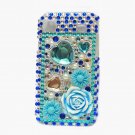 Bling Rhinestone Crystal Blue Flower Case Cover for Samsung i9000 Galaxy S