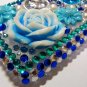 Bling Rhinestone Crystal Blue Flower Case Cover for Samsung i9000 Galaxy S
