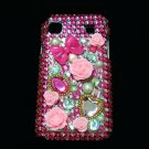 Bling Rhinestone Crystal Dark Pink Flower Case Cover for Samsung i9000 Galaxy S DP
