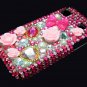 Bling Rhinestone Crystal Dark Pink Flower Case Cover for Samsung i9000 Galaxy S DP