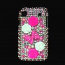 Bling Rhinestone Crystal Pink Ribbon Flower Case Cover for Samsung i9000 Galaxy S